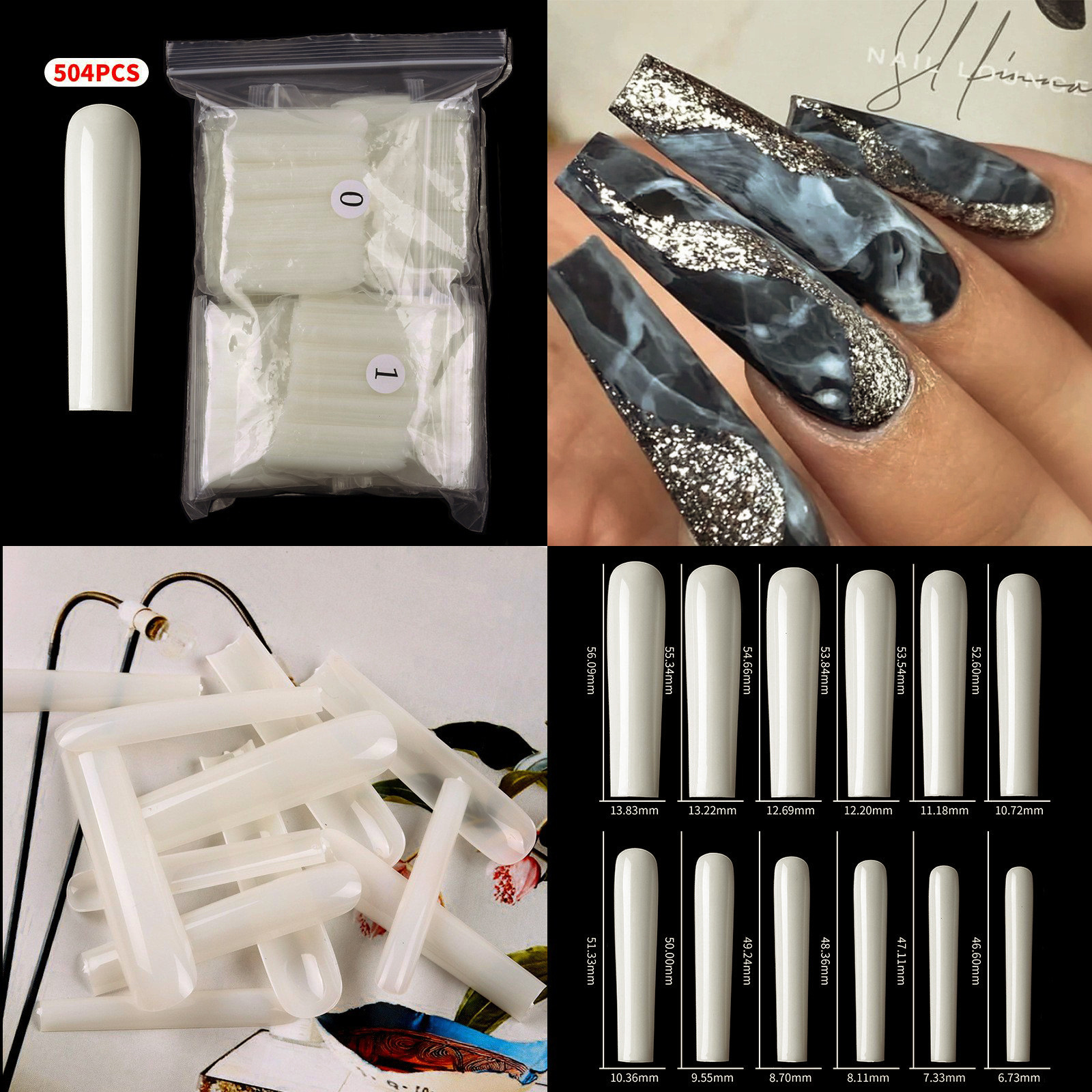 600 pieces of full stickers all stickers fake nails 5.6cmxxxl extended-natural color