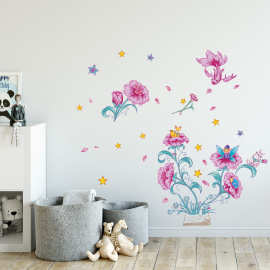 书中之花水墨风采墙贴画客厅卧室家居背景装饰跨境可移除 MUP1340