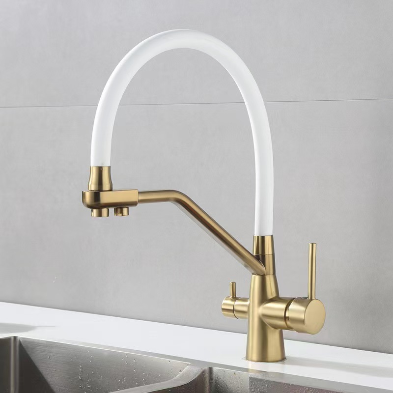 Cross-border three-in-one all-copper kitchen cold and hot dual-mode water purifier faucet gun gray direct drinking sink vegetable basin faucet undefined