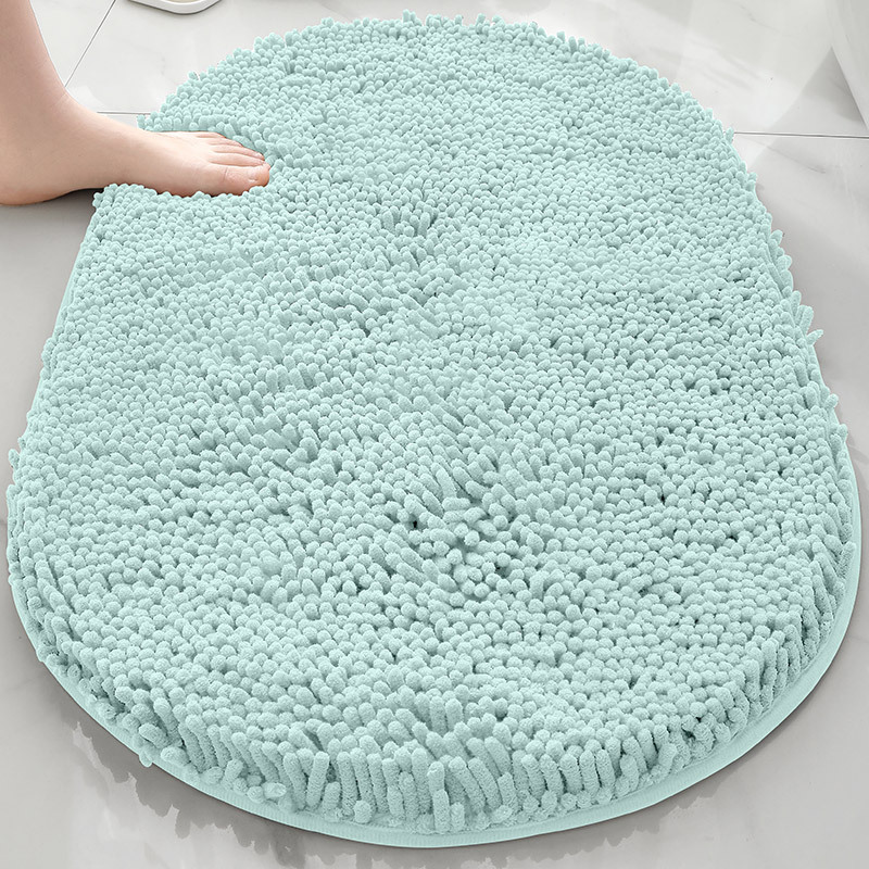 Alfombra absorbente de baño de chenilla ovalada Alfombra de pie de puerta de baño Alfombra antideslizante de entrada de baño Alfombra de dormitorio