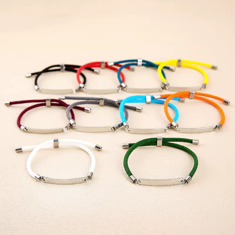 不锈钢手链节日礼物广告跨境彩印刻字印刷材料小礼品弯牌编织手链