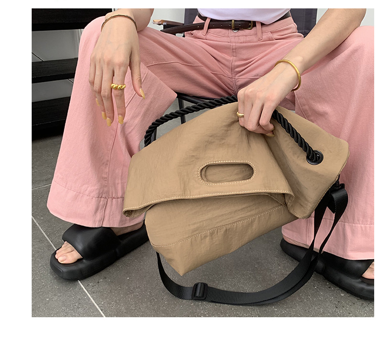Casual bag women's trendy Oxford fabric large capacity single shoulder large bag wide shoulder strap simple woven tote bag_voghion.com