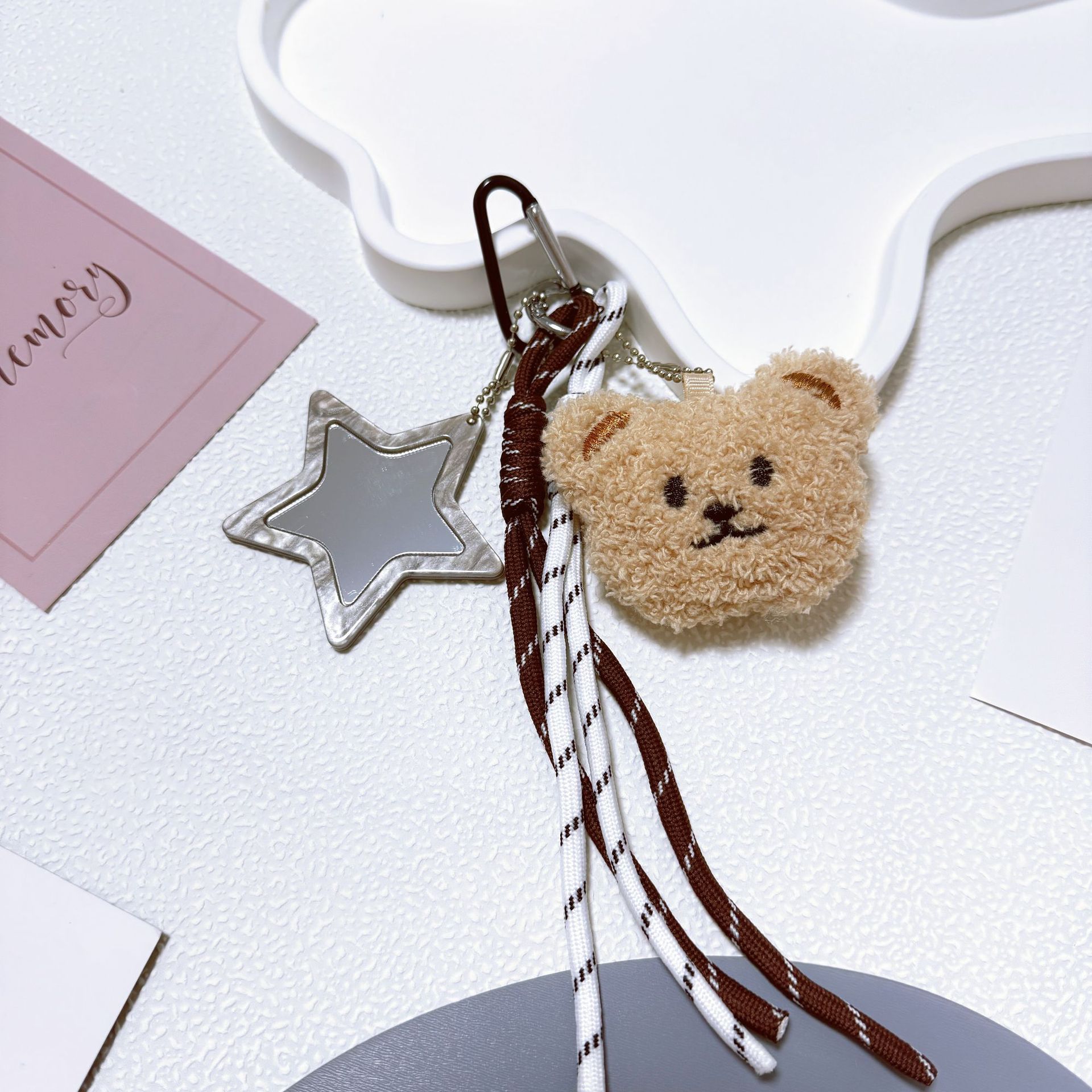 Pelusa dopamina diy Bears bolsos colgantes lindos caricaturas Bears béisbol llaveros Miu 系 colgantes de cuerda trenzada