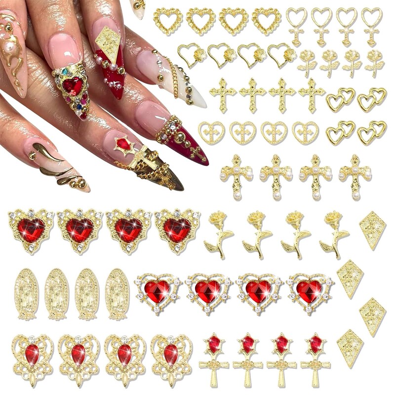Cross-Border New Alloy Nail Art Jewelry Set Heart Bow Hello Kitty Crown K9 Rhinestone Nail Set