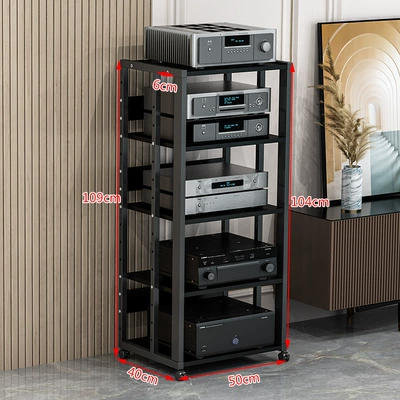 Multi-Layer Adjustable Amplifier Rack, Electric car big tripod - 5-layer-b-style-black-frame-black-walnut-board