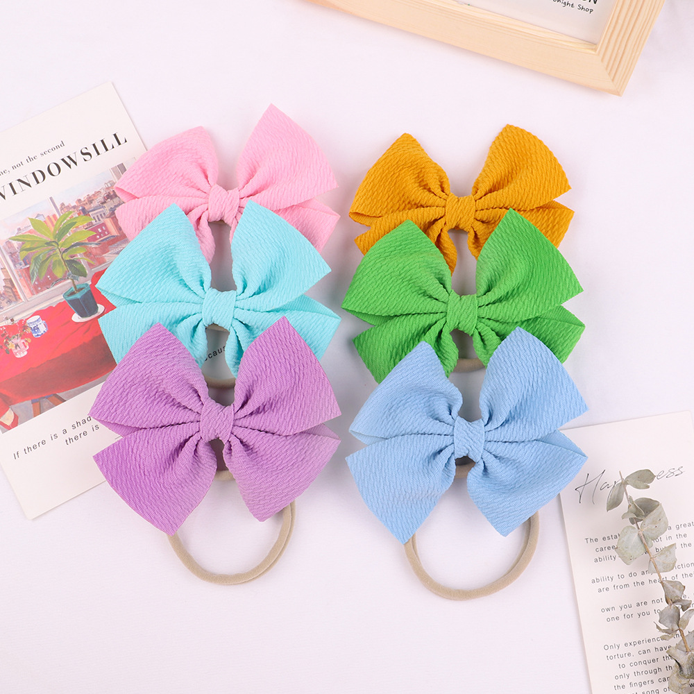 Cute Solid Color Cloth Bowknot Hair Tie 1 Piece display picture 4
