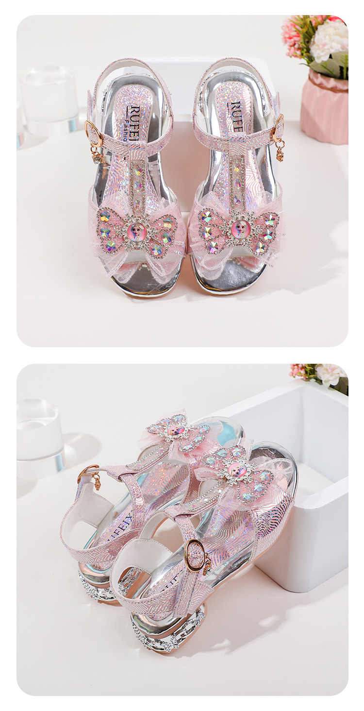 Sandali da principessa per bambine, alla moda, con strass, per studenti, da ballo, sandali con fiocco per ragazze_voghion.com
