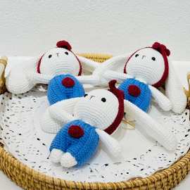 卡通可爱手工编织复古发带兔玩偶精品毛线钩织小兔子挂件钥匙扣批