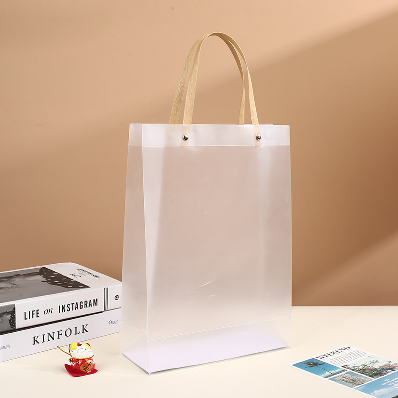 Bolsas de plástico regalo en stock PP poliescalada personalizada bolsas de mano transparentes de PVC logotipo personalizado