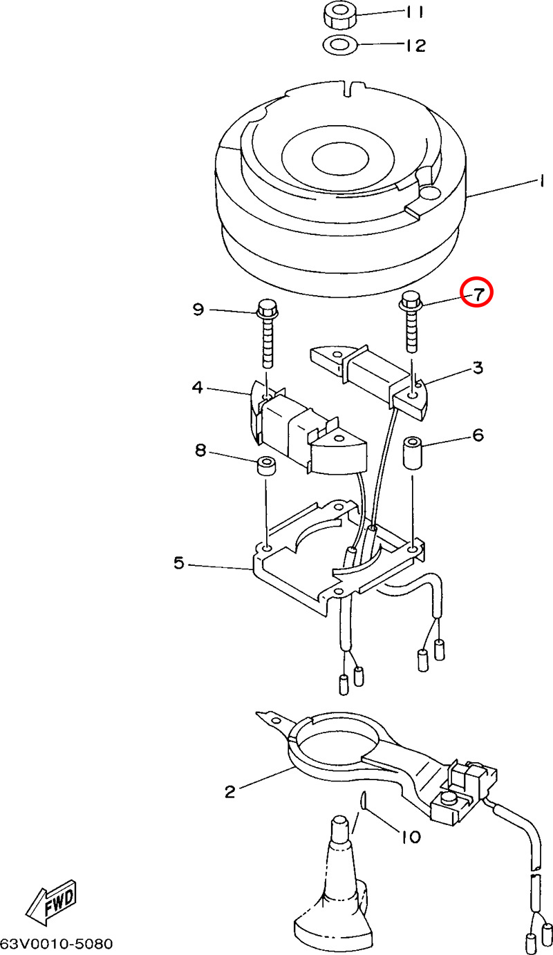 7)翟墨DEMONS舷外机船外橡皮艇冲锋舟六角法兰面螺栓90105-06M68