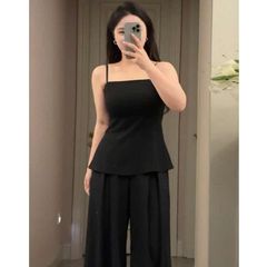 大きいサイズの黒色の美背のキャミソールの女性の春夏の新型の太っているmmは副乳を遮って見えます。