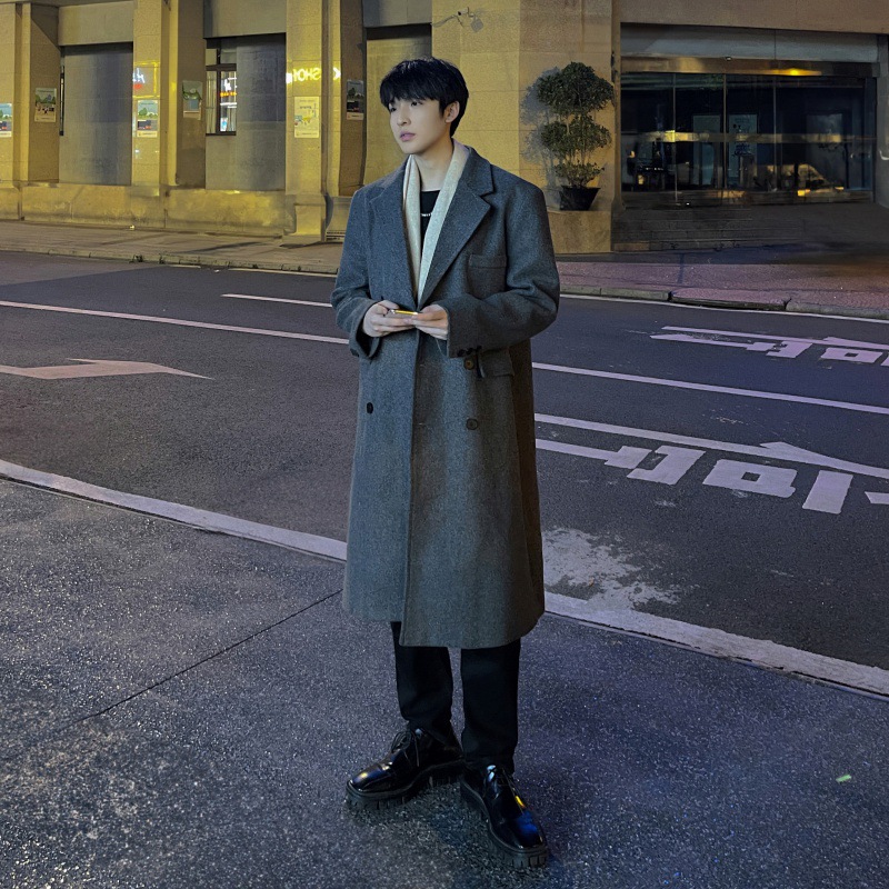 Grey Korean Coat Design Winter Mens Korean Style Over The Knee