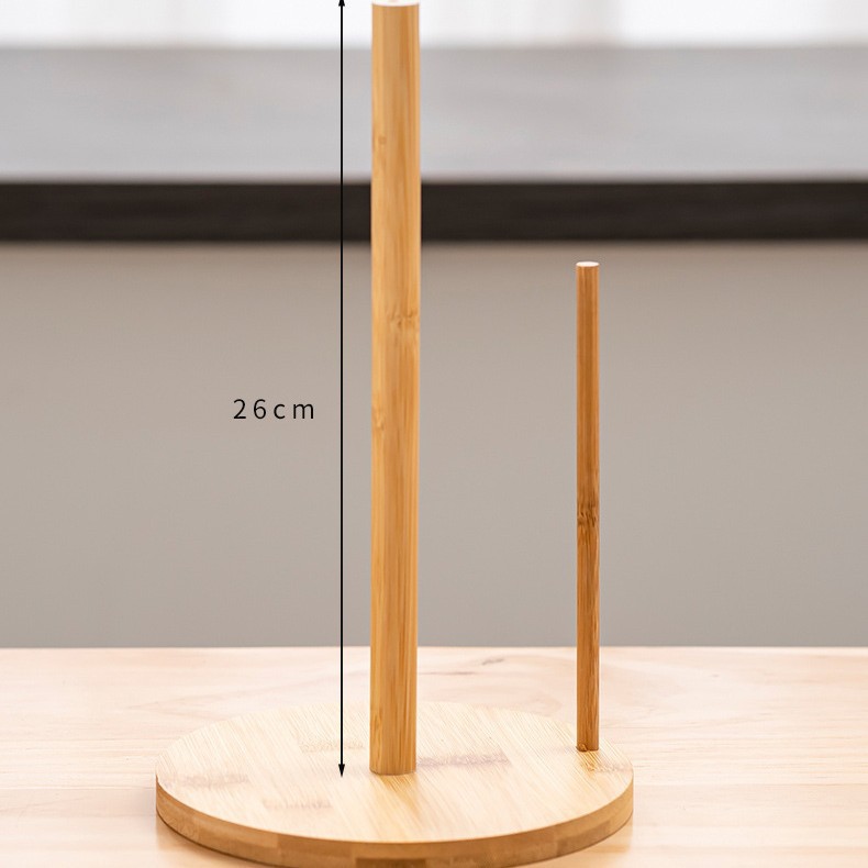 Encimera de bambú de envío transfronterizo, soporte para toallas de papel, soporte para toallas de papel de cocina de estilo japonés, soporte de almacenamiento de película transparente vertical de bambú natural