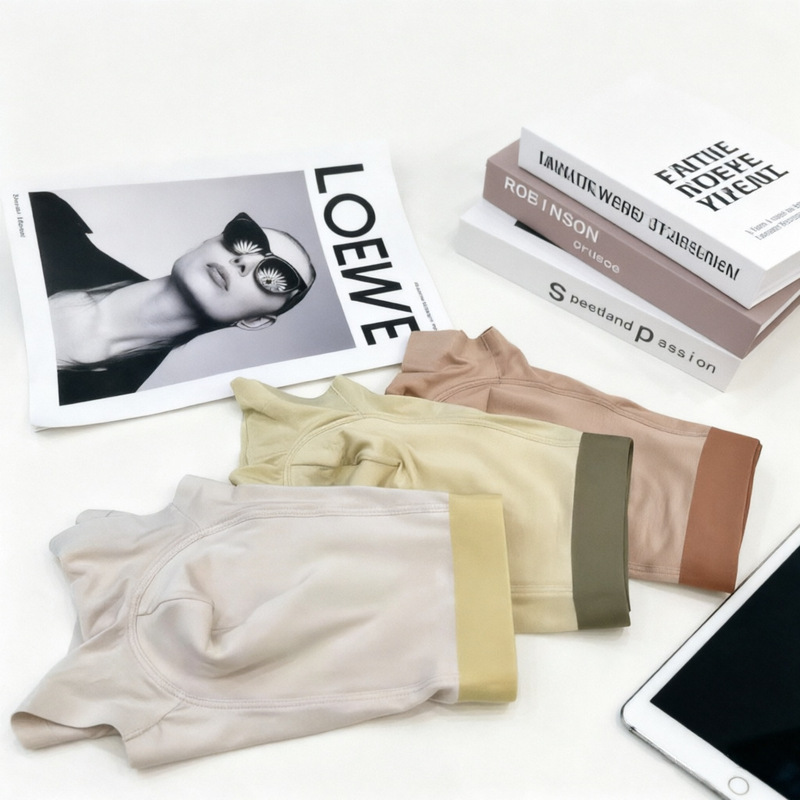 60-Count Modal Men's Seamless Mid-Waist Boxer Briefs, Comfortable and Breathable Cotton Crotch, Simple Underwear with Wide Waistband, Antibacterial