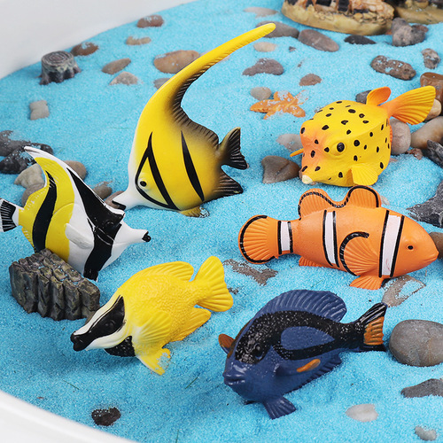 Cross-border simulation genuine mini ocean tropical fish model set clown fish angel fish fox fish children's toys