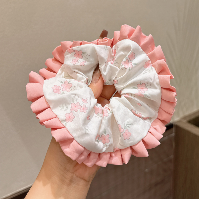 283 розовая кружевная резинка для волос