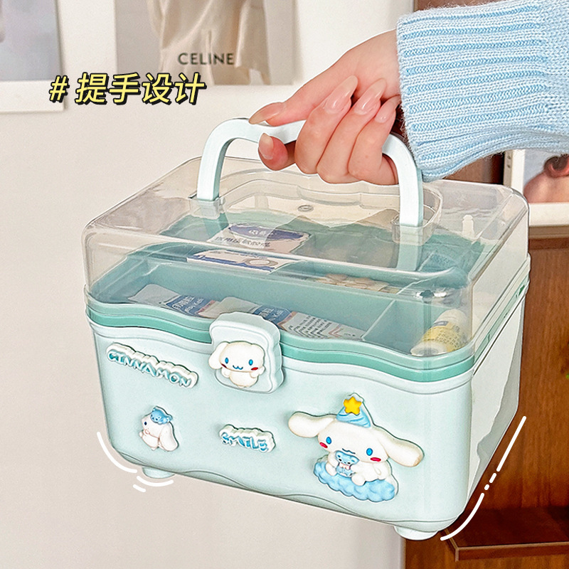 かわいい二重大容量家庭旅行携帯薬品薬物手提げ薬箱収納ケース医薬医療箱|undefined