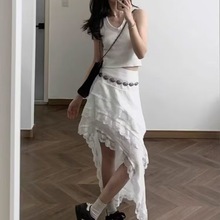 松紧腰牛仔半身裙女长裙夏中长款设计感小众高腰显瘦包臀a字伞裙