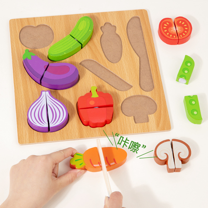 Juguete de madera para cortar frutas y verduras, juego de simulación de cocina, rompecabezas educativo