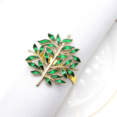 酒店绿色植物树叶餐巾环餐巾扣餐巾圈口巾圈合金厂家批发