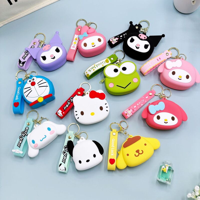 Silicone Sanrio Keychain Children's Cartoon Practical Wallet Kuromi Coin Purse Big Ear Dog Headset Storage Bag Silicone Sanrio Keychain Children's Cartoon Practical Wallet Kuromi Coin Purse Big Ear Dog Headset Storage Bag