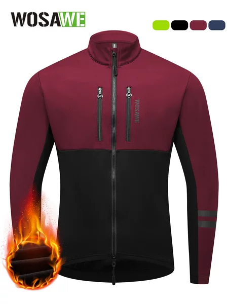 Wosawe Autumn and Winter Fleece-Lined Warm Long-Sleeved Jacket Windproof and Cold-Proof Mountaineering and Skiing Jacket Cycling Clothing Top for Men