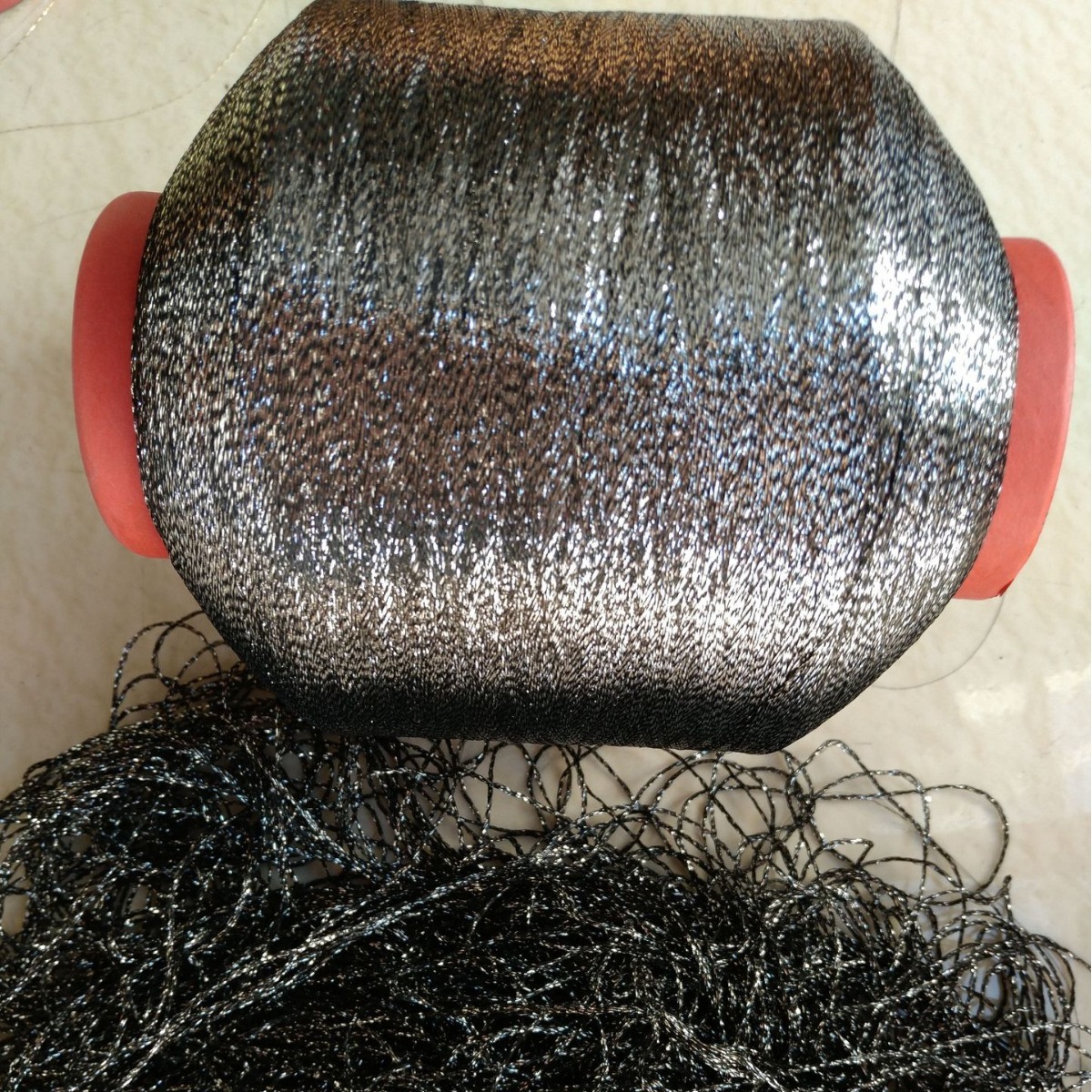 深紫黑金属丝S捻包覆线宝蓝黑丝包覆线银灰纤维亮丝针织罗纹