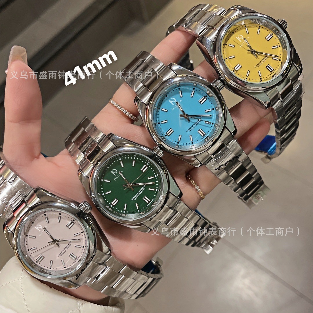 Aliexpress Laojia Oyster Perpetual Series Couple Watches Quartz Stainless Steel Strap Candy Color Watches