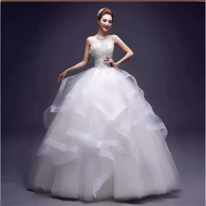 婚纱蓬蓬裙齐地新娘大码影楼新款孕妇修身韩式2025婚纱礼服抹胸