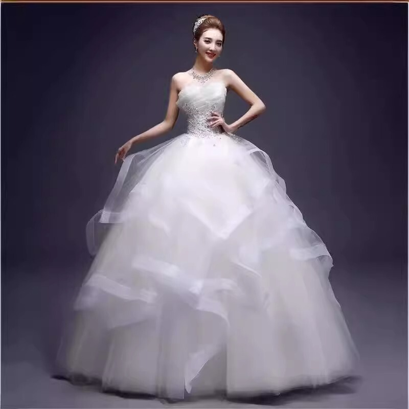 Wedding Dress with a Full Skirt, Floor-Length, Plus Size for Brides, New Style for Photo Studios, Maternity-Friendly, Slim-Fitting, Korean Style, 2026 Wedding Dress, Strapless