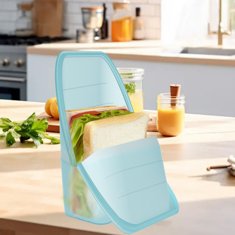跨境三明治硅胶保鲜袋食品级可微波加热便携轻食外带吐司保鲜袋