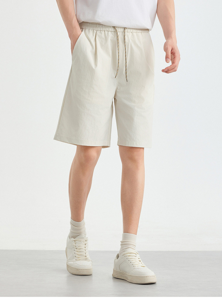 Quần short nam kaki dáng suông cạp chun thoáng khí — đen chi tiết 14