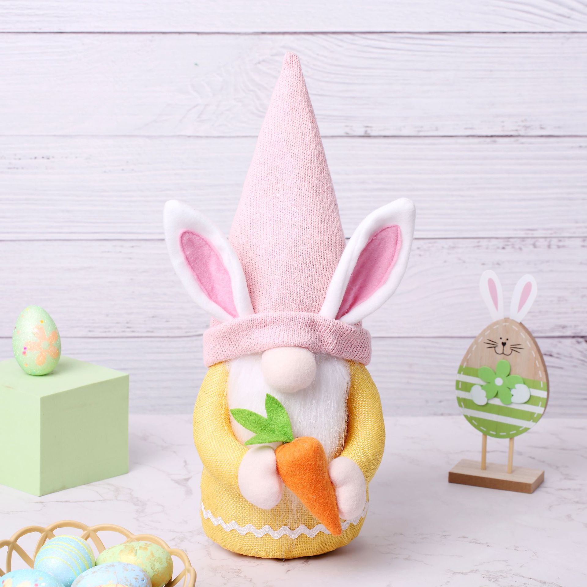 Sin rostro de Navidad viejo hombre sombrero largo elfo muñeca decoración Transfronterizo nuevo conejo de Pascua con huevo de rábano