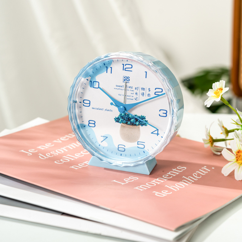 Fábrica directa reloj de cristal despertador redondo simple escaneo silencioso movimiento estudiantes y niños pueden usar atmósfera conveniente