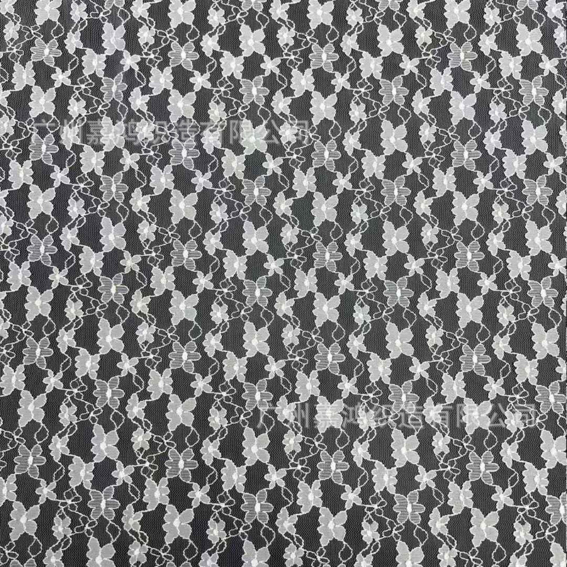 2026 tejido de encaje de manga larga plegado para usar camiseta de fondo tejido de encaje de albaricoque blanco y negro en stock