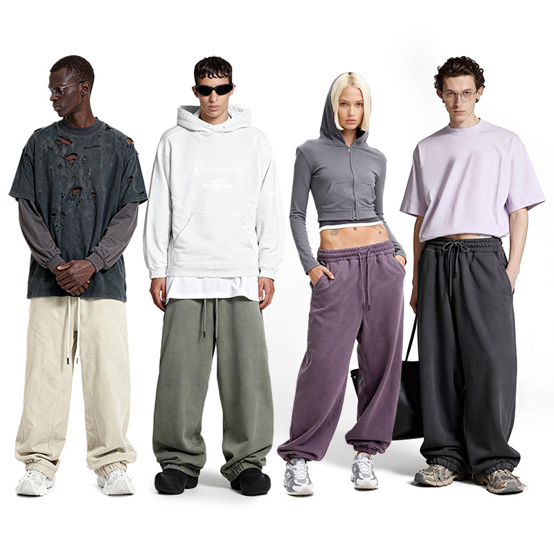 Jie Zhan Men's Clothing | 350g Heavyweight Fleece-Lined Jogger Sweatpants in 10 Colors, New Winter 25 Collection, Trendy American Casual Long Pants