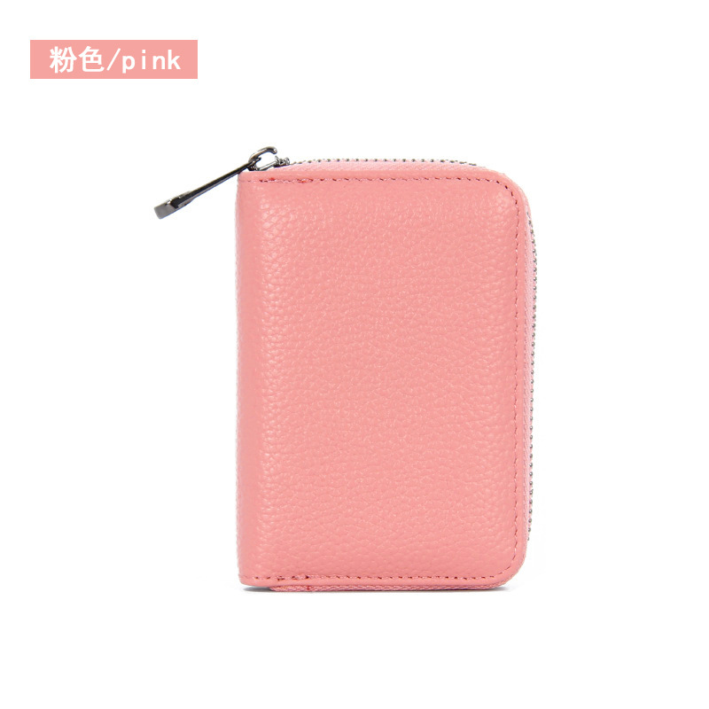 トップ層牛革防磁rfid本革男女共通カードバッグ多機能証明書バッグジッパーカードカバー名刺バッグ