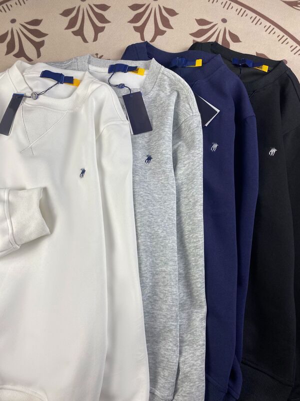 RL ラフポニーロゴ純綿薄手ラウンドネックプルオーバースウェットシャツ秋と冬のカップル長袖 Tシャツ刺繍スウェットシャツ女性用|undefined