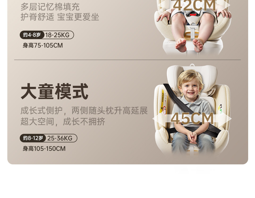 Hagaday Safety Seat for Infants, Suitable for Zhixing 3 and Zhixing 5 Cars, for Children Aged 0-12, with Ventilation