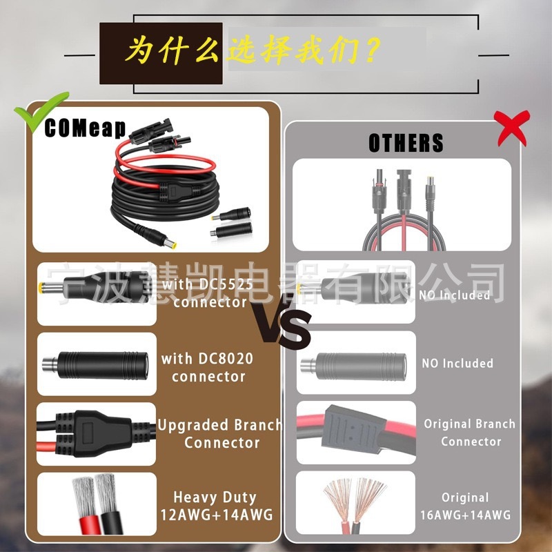 MC4 - DC 8mm 延長ケーブル、DC7909 - DC8020 - DC5525 コネクタ付き|undefined