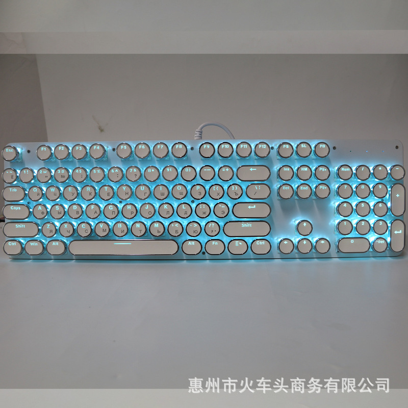 [ロシア語キーボード] レトロラウンドスチームパンクノブメカニカルキーボードクロスボーダー直販87/104キー在庫あり|undefined