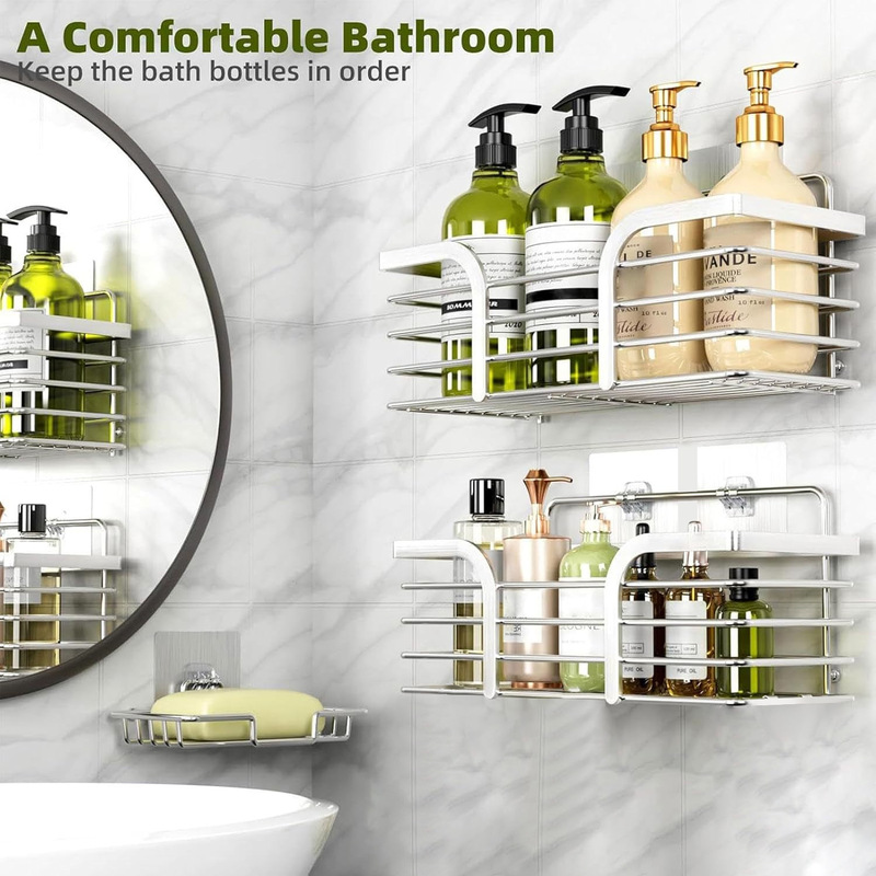 Bathroom Shelf for Shampoo and Shower Gel, 304 Stainless Steel Storage Rack, No-Drill Wall-Mounted Organizer