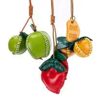 Leather pendant, cute brand keychain, protective amulet, genuine leather