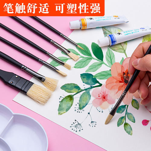 Water chalk set art special color acrylic brush fan-shaped oil painting wall painting bristle brush flat brush row pen