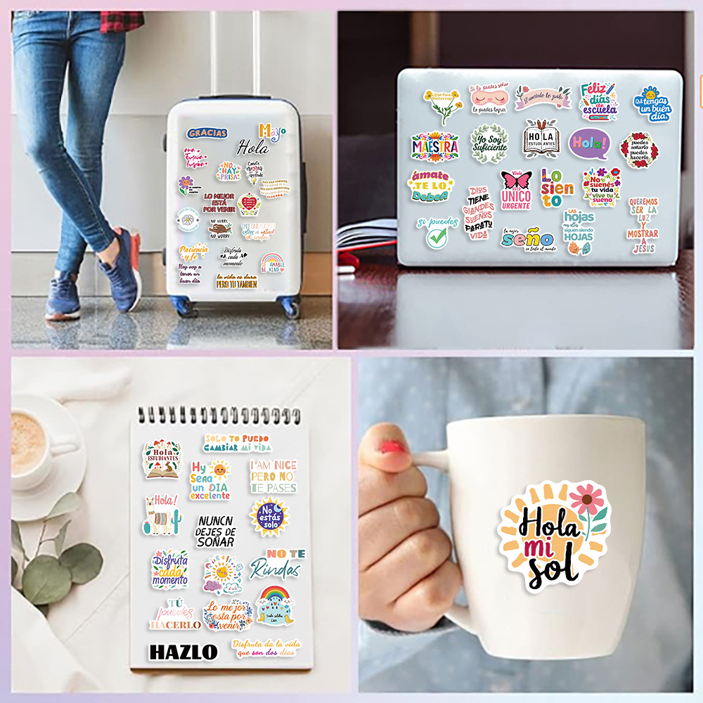 35g Weight Stickers Stationery Type 1 Set Quantity School Occasion PVC Material Guitar, Letter, Graffiti Pattern Cute Style 1 Set Guitar Letter Graffiti School PVC Cute Stickers 2