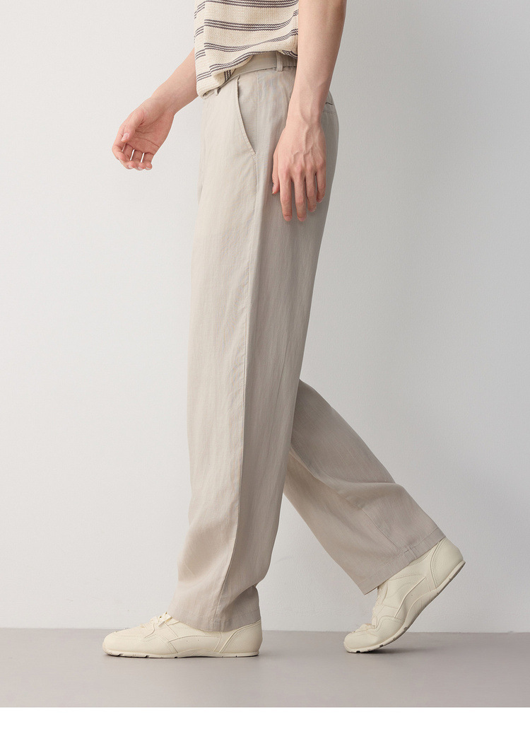 Quần kaki nam công sở ống thẳng chất liệu linen pha lyocell — đen chi tiết 15