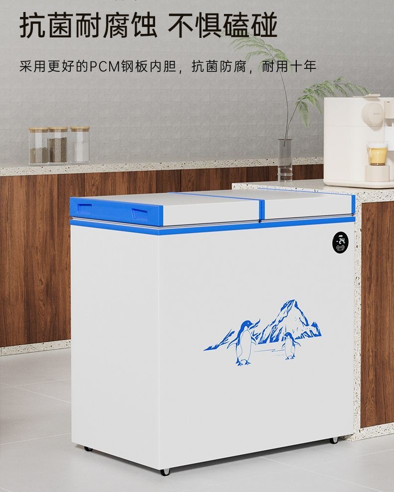 Dual-Temperature Dual-Door Freezer, Large-Capacity Household Dual-Use Freezer, Smart Freezer, First-Class Energy-Saving Car Refrigerator