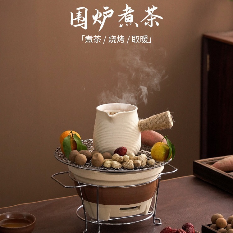 围炉煮茶陶壶煮茶壶罐罐茶煮茶器烤奶茶罐茶杯套装可明火干烧茶壶|undefined