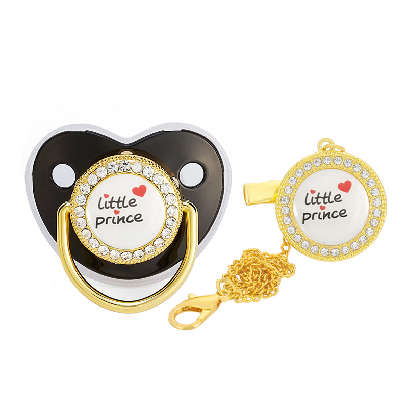 2022 transfronteriza Venta caliente amor Pequeño Príncipe bebé diamante pezón bebé diamante chupete con cubierta de polvo