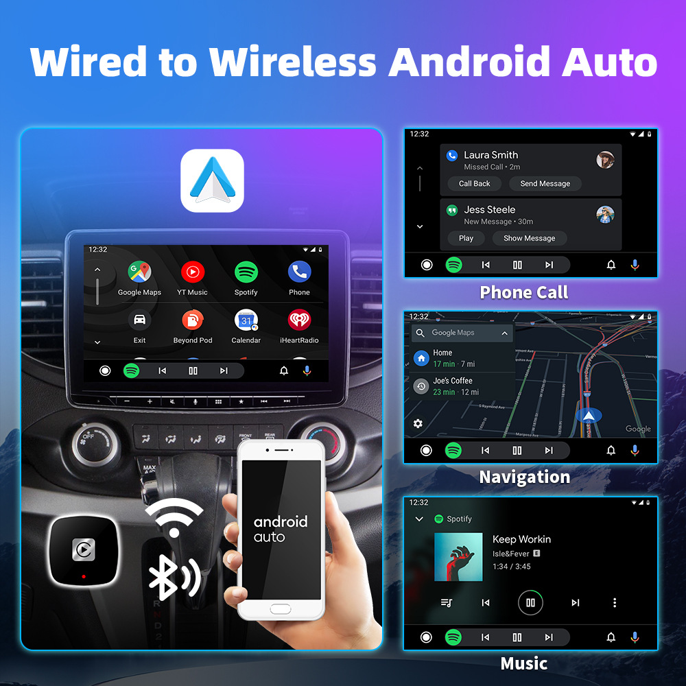 Cross-Border Bluetooth USB Ai Carplay Box Wired to Wireless Android Car Navigation Car-Machine Interconnection Box